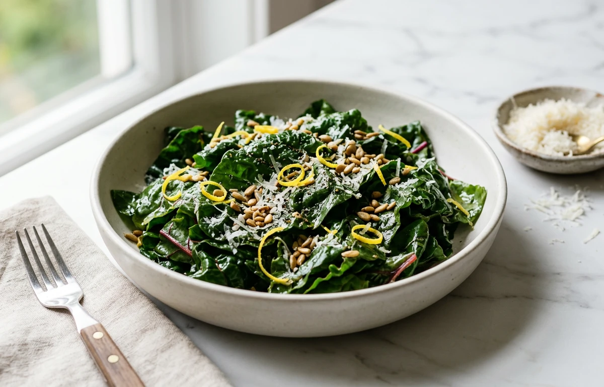Massaged Chard Salad with Lemon & Parmesan