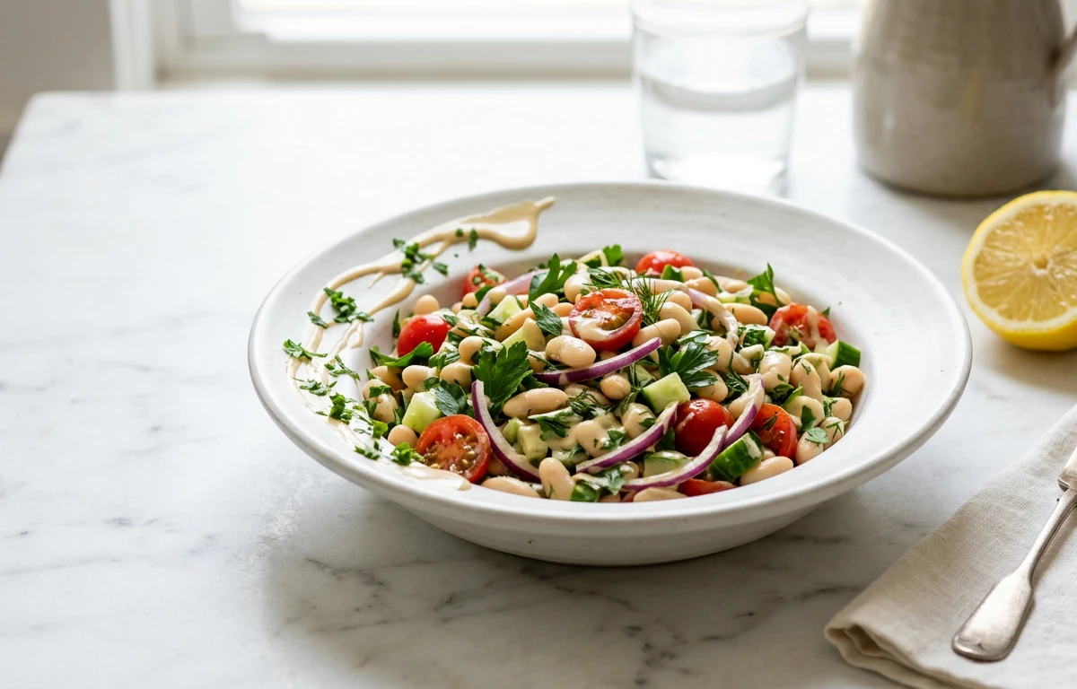 Mediterranean Bean Salad with Tahini