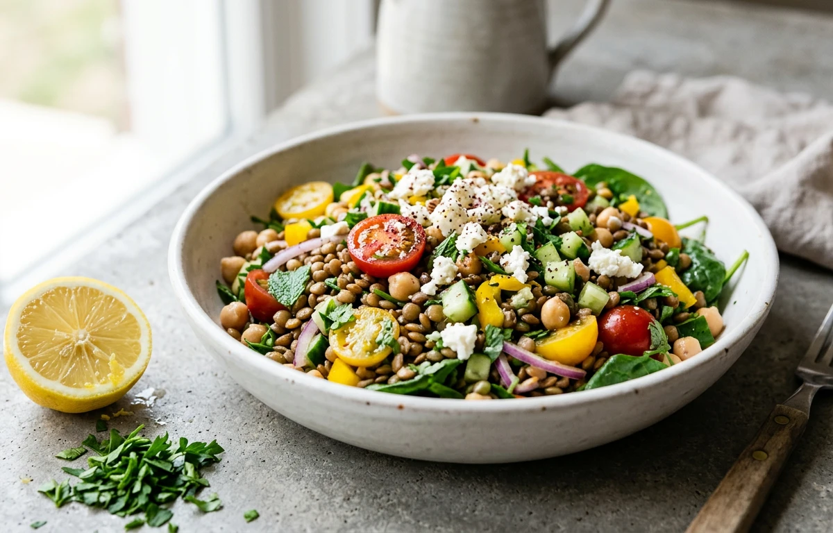 Mediterranean Lentil & Chickpea Salad