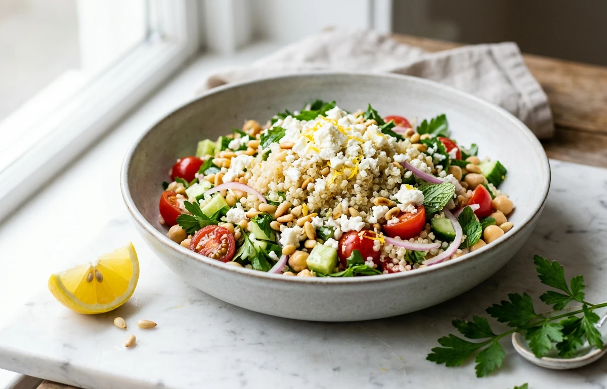 Mediterranean Quinoa with Lemon & Pine Nuts