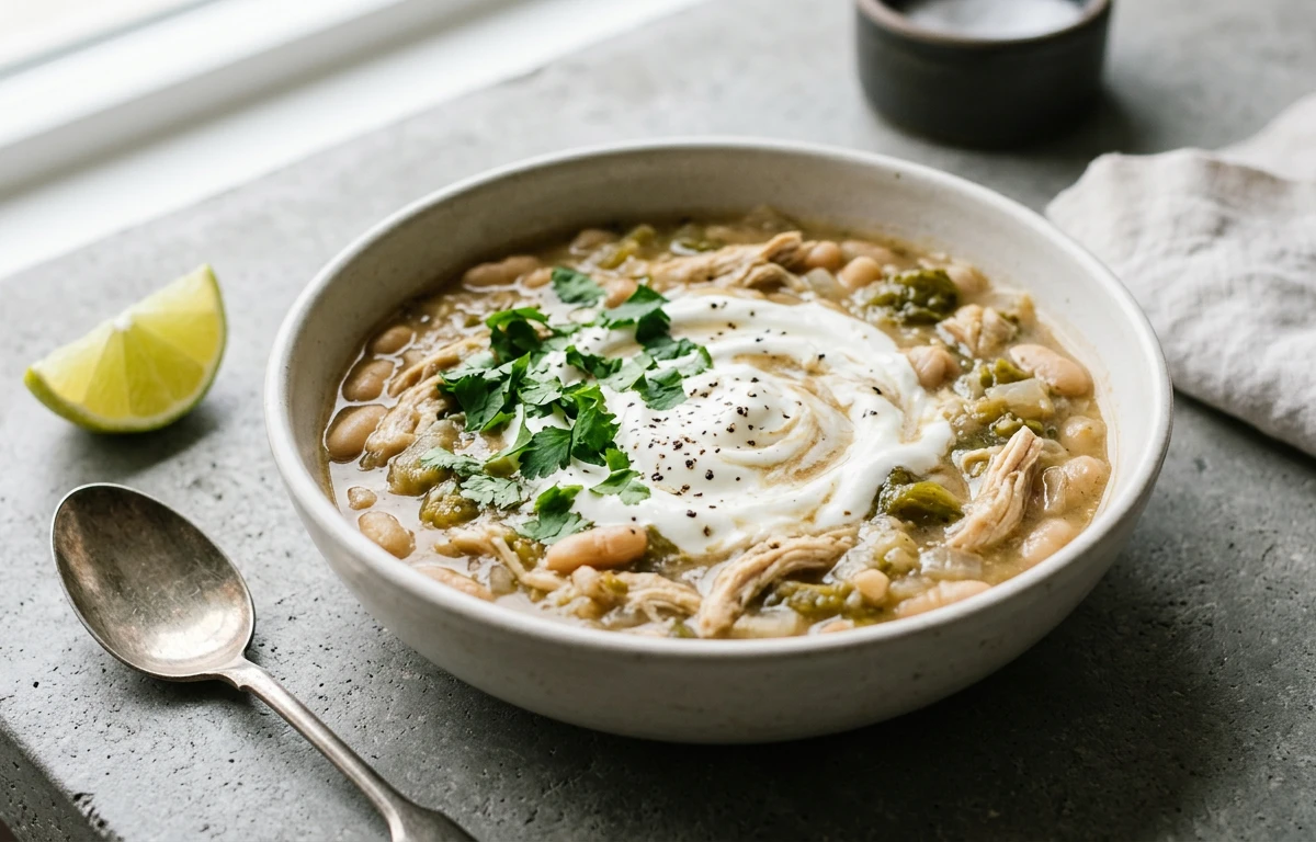 Mild Green Chili & White Bean Chicken Stew
