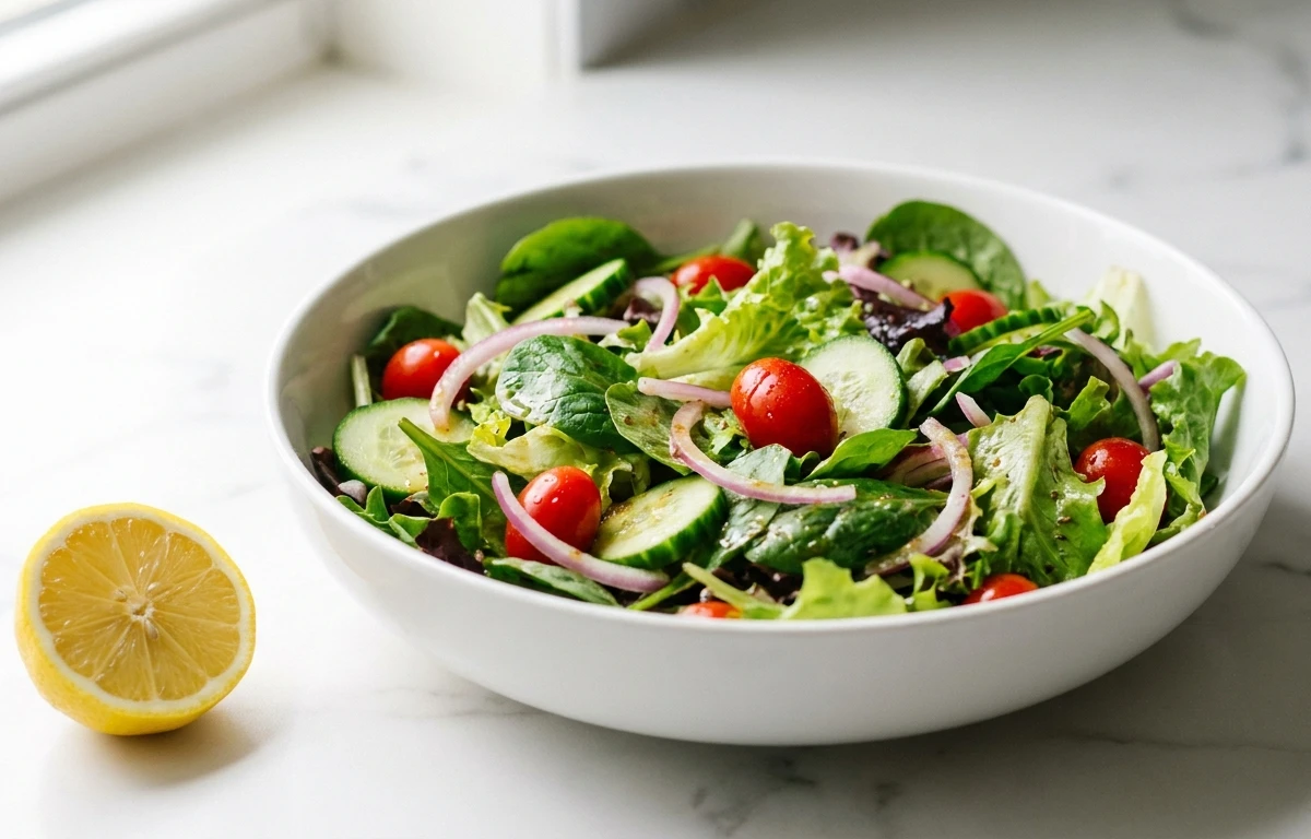 Mixed Greens Salad with Cucumber and Tomato