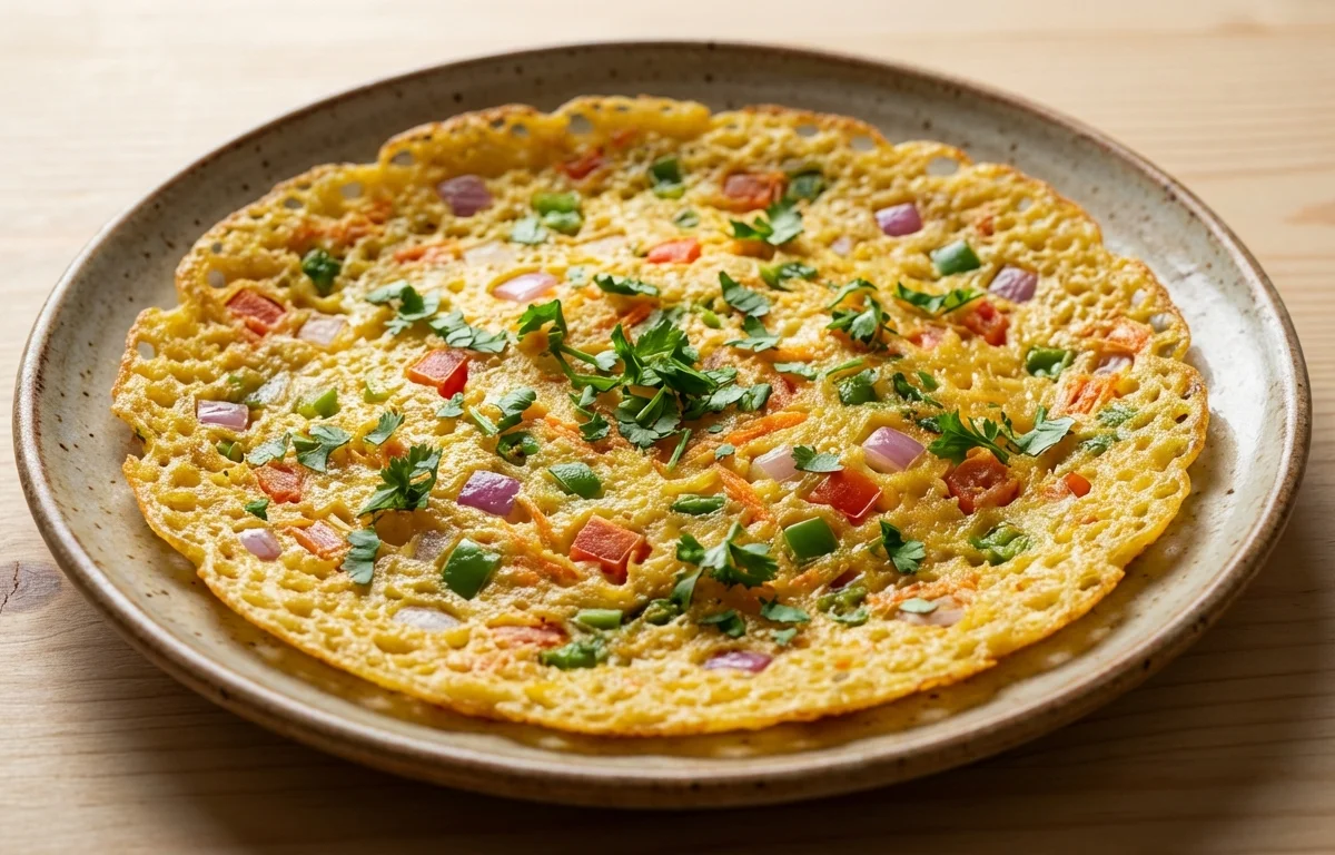 Moong Dal Cheela with Vegetables