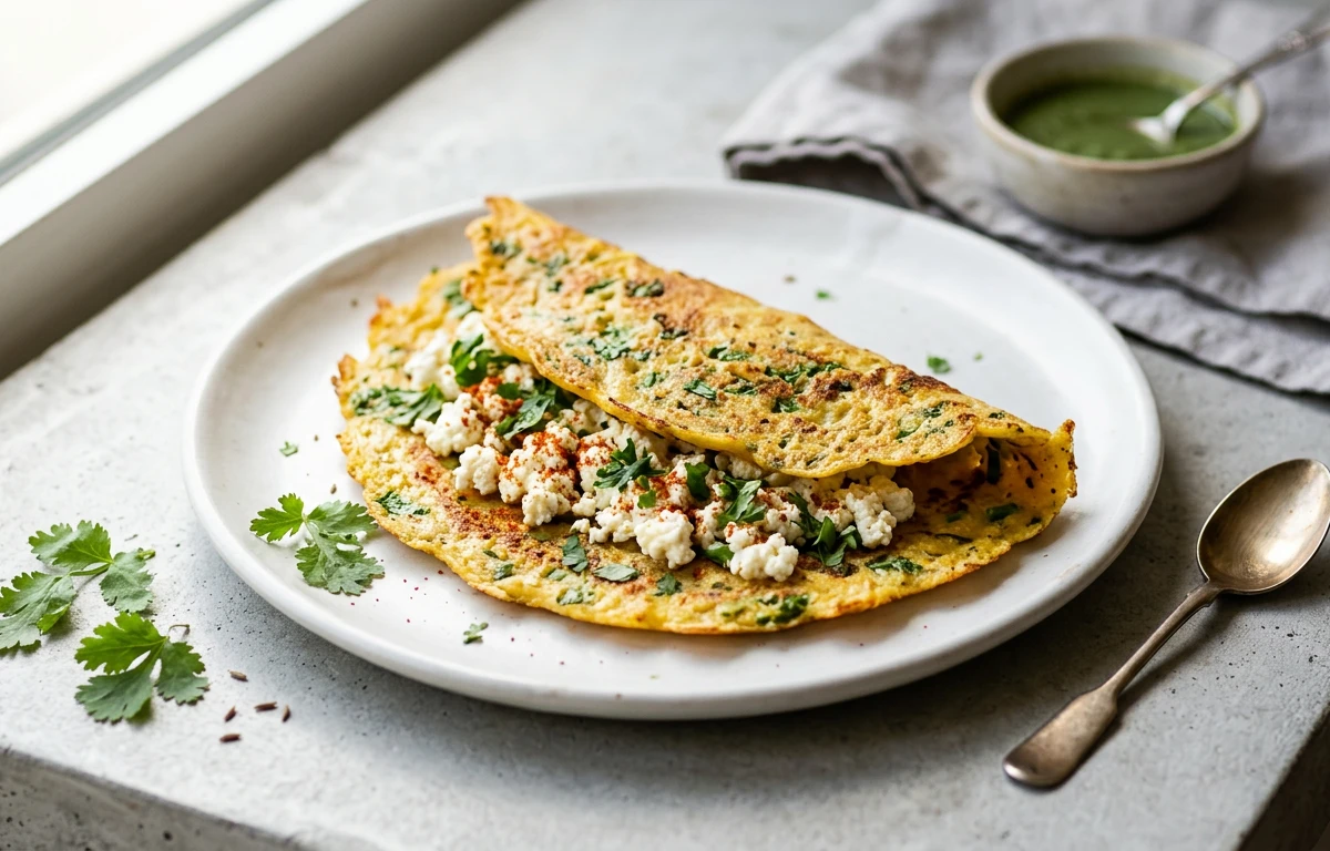 Moong Dal Chilla with Paneer