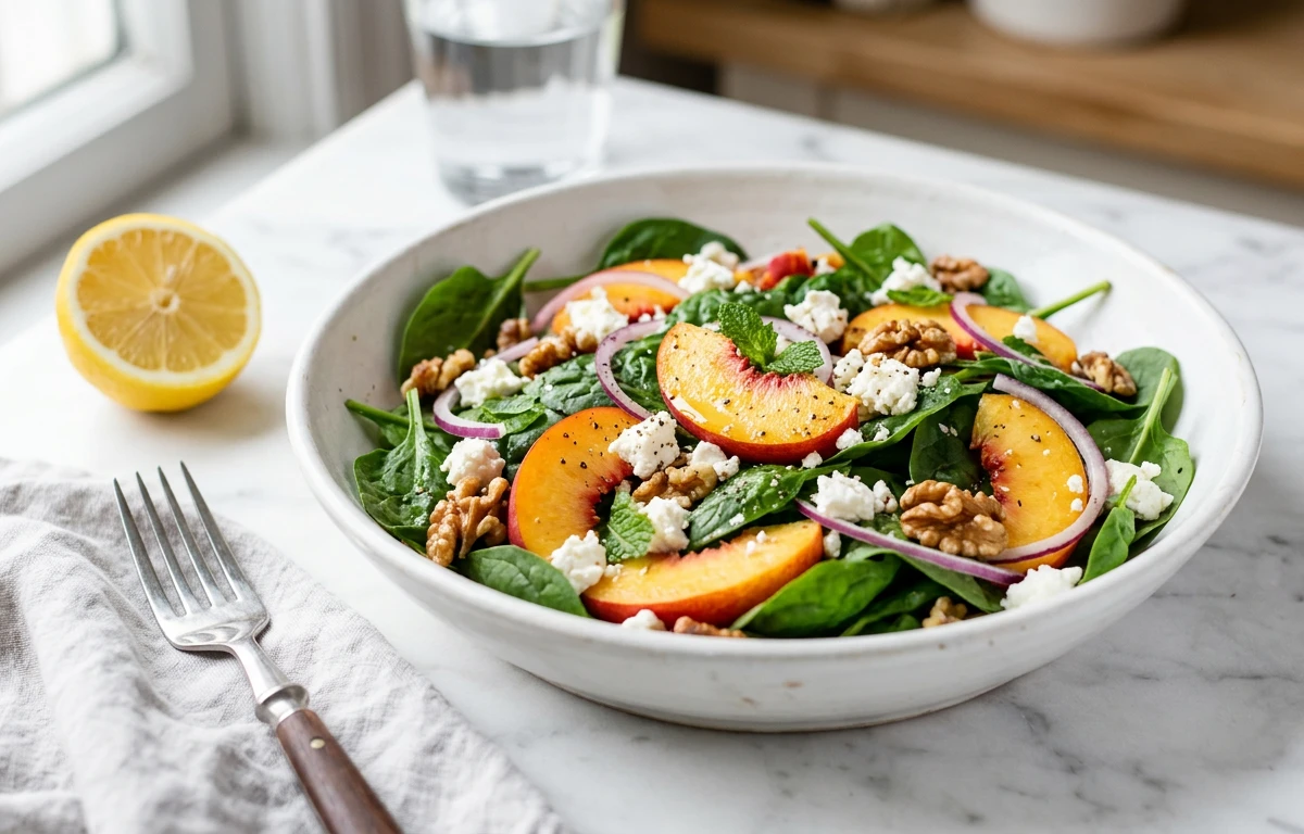 Nectarine & Feta Spinach Salad