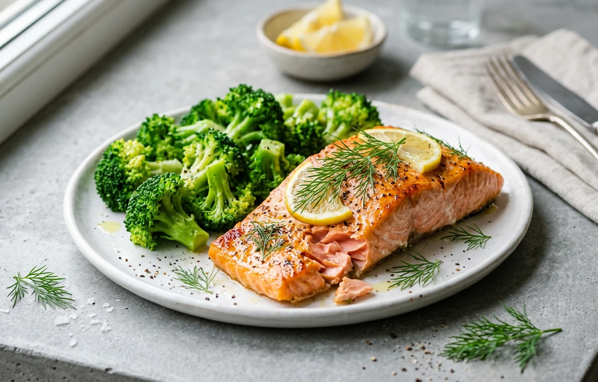 One-Pan Lemon Dill Salmon & Broccoli