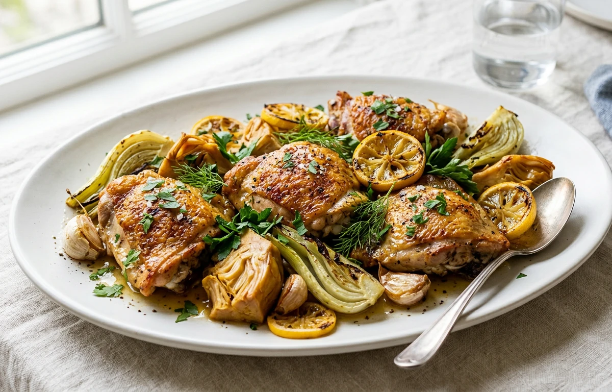One-Pan Roasted Lemon Chicken & Fennel