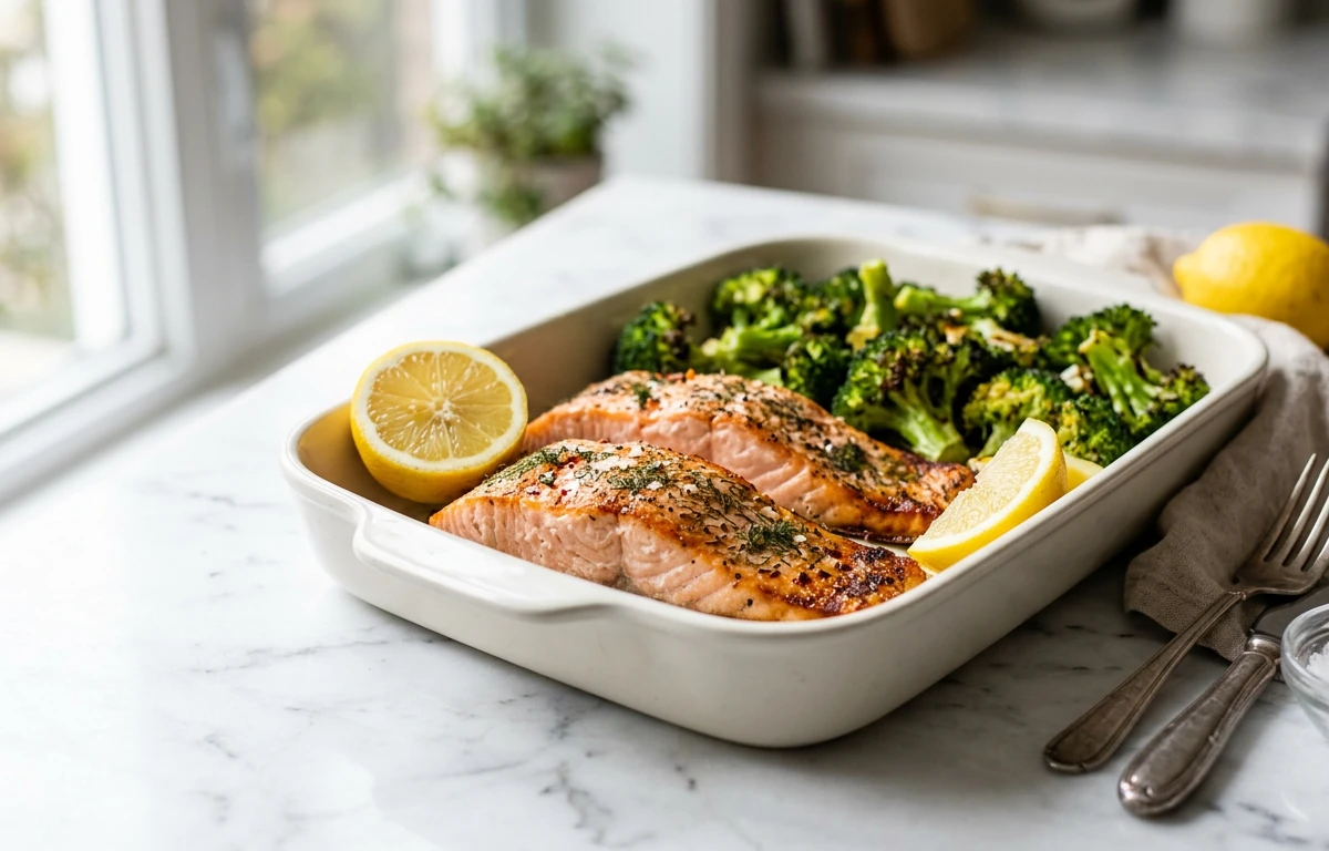One-Pan Salmon and Roasted Broccoli