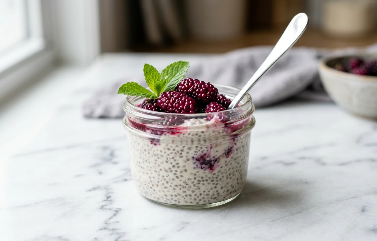 Overnight Mulberry Chia Pudding