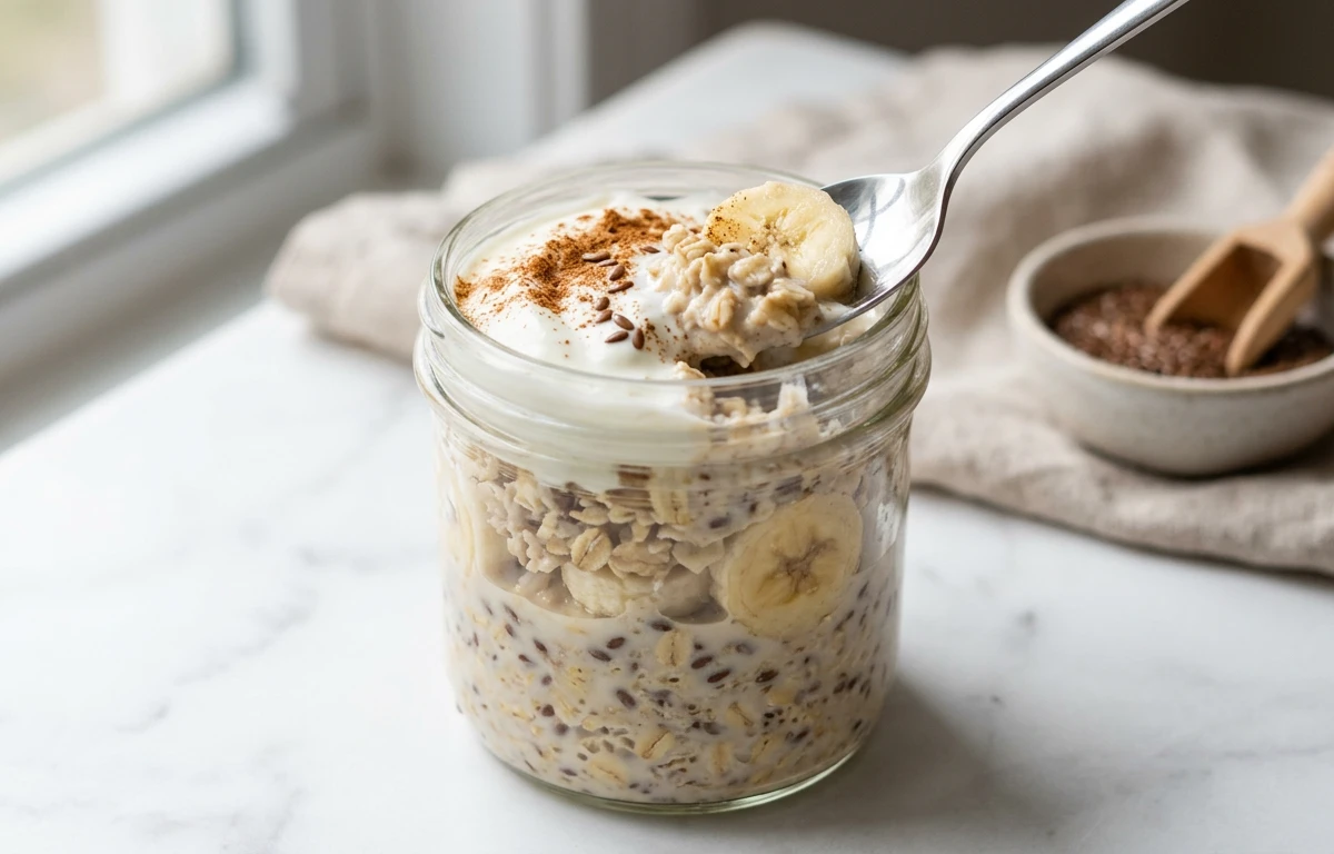Overnight Oats with Banana & Flax