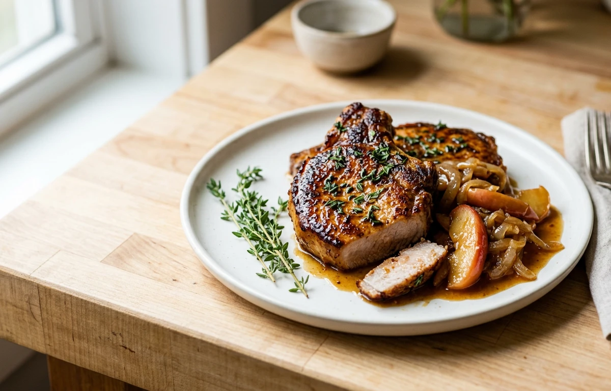 Pan-Seared Pork Chops with Apples