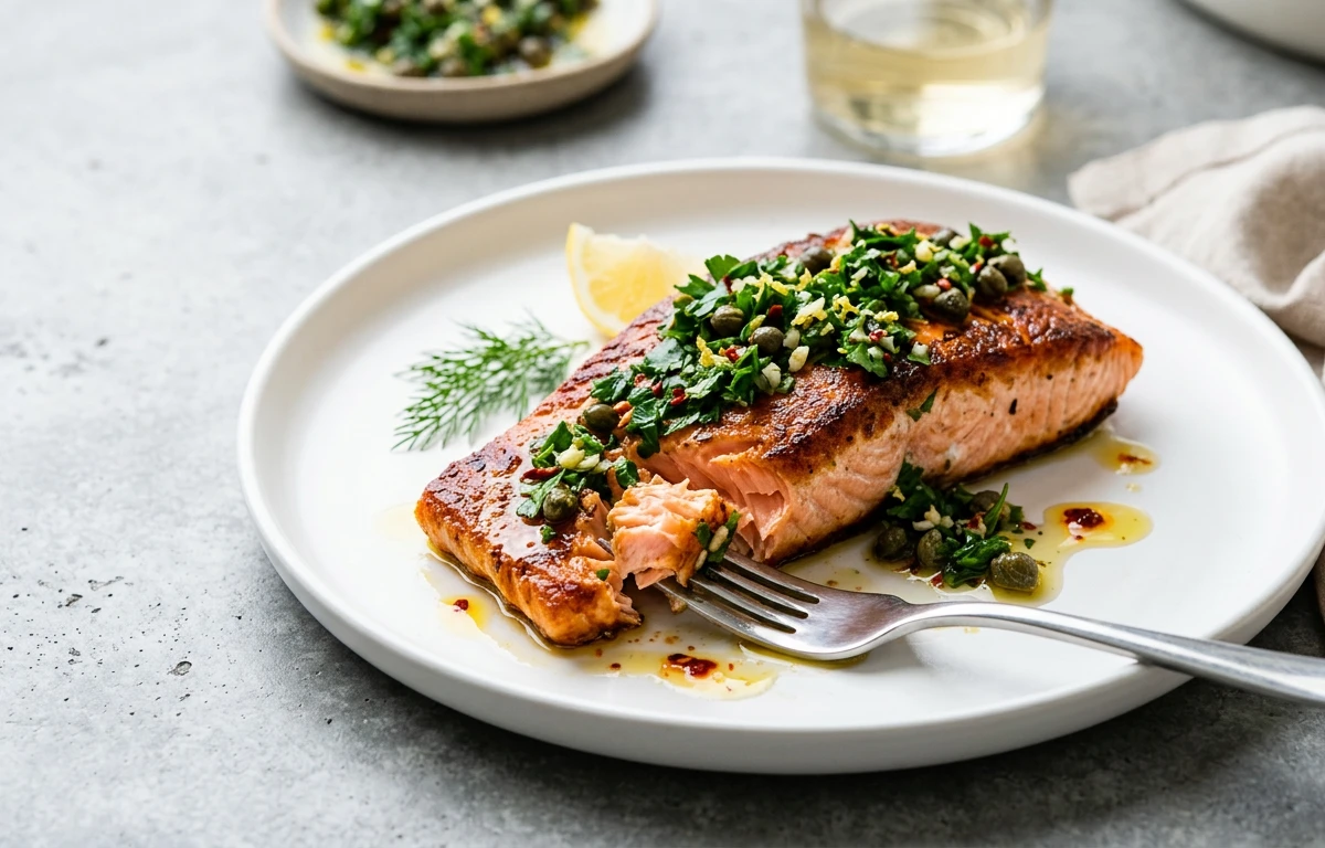 Pan-Seared Salmon with Herb Salsa