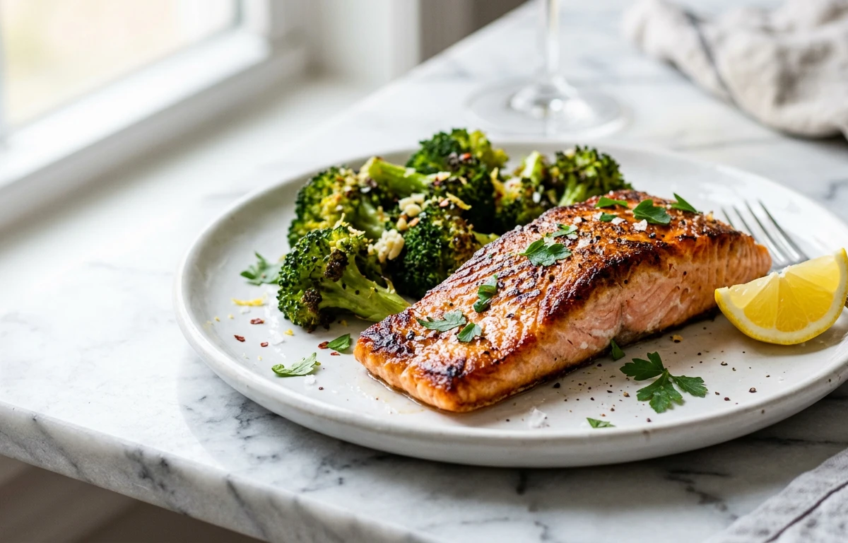 Pan-Seared Salmon with Roasted Broccoli
