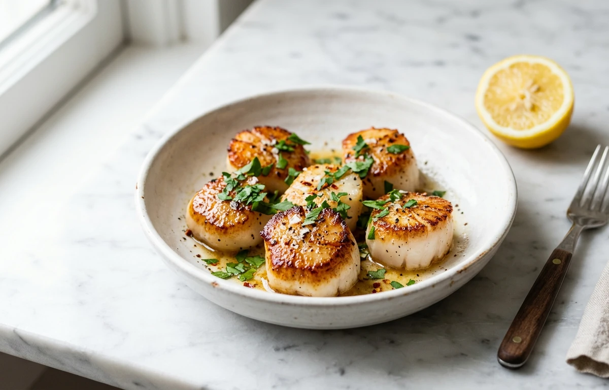 Pan-Seared Scallops in Ghee