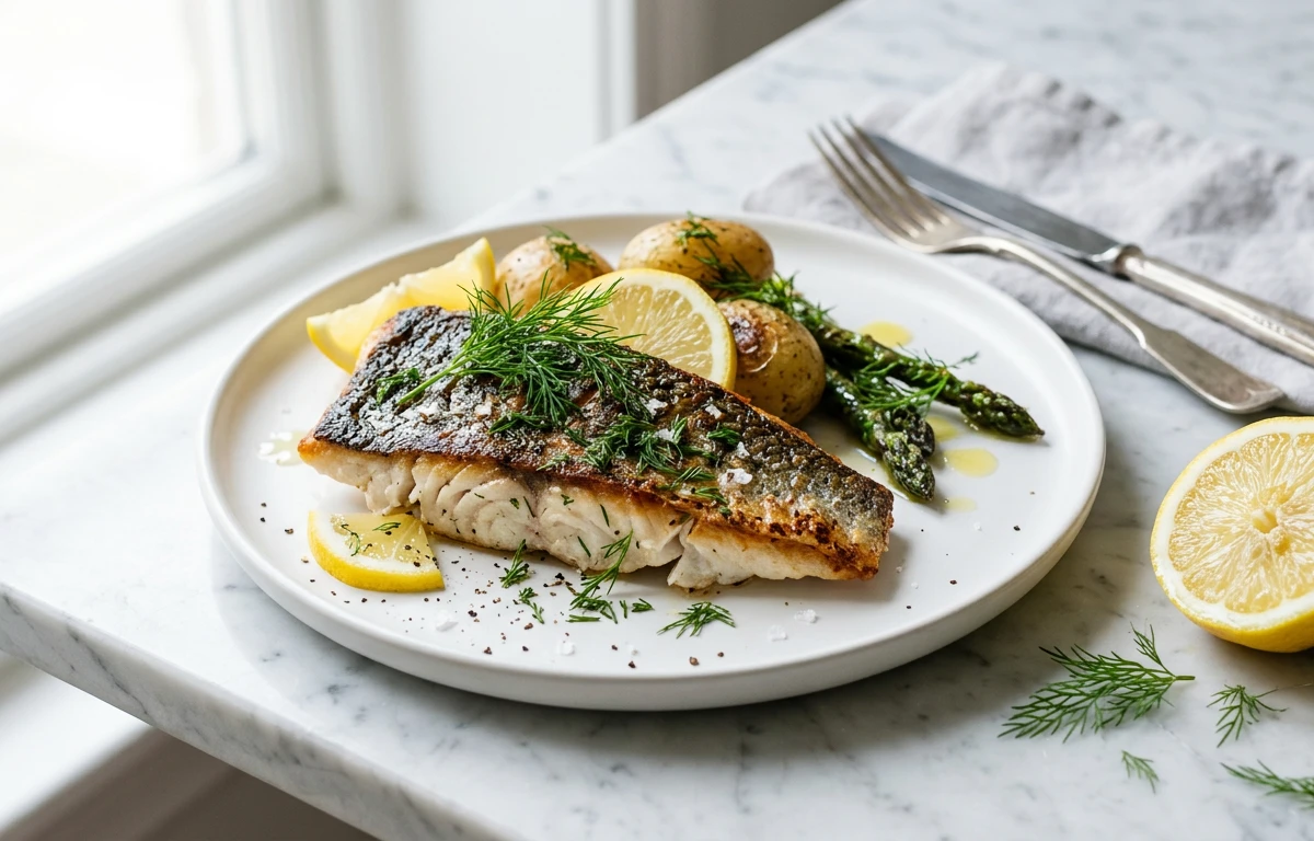 Pan-Seared Sea Bass with Lemon & Dill