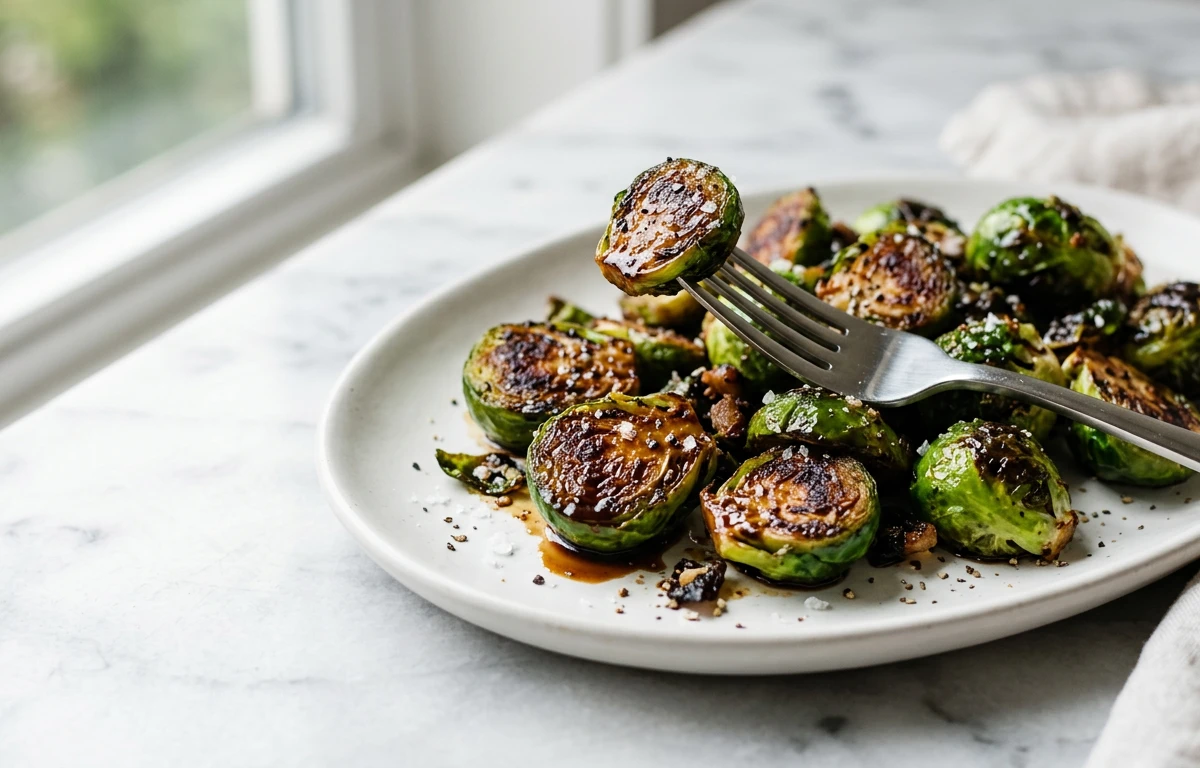 Pan-Seared Sprouts with Balsamic Glaze
