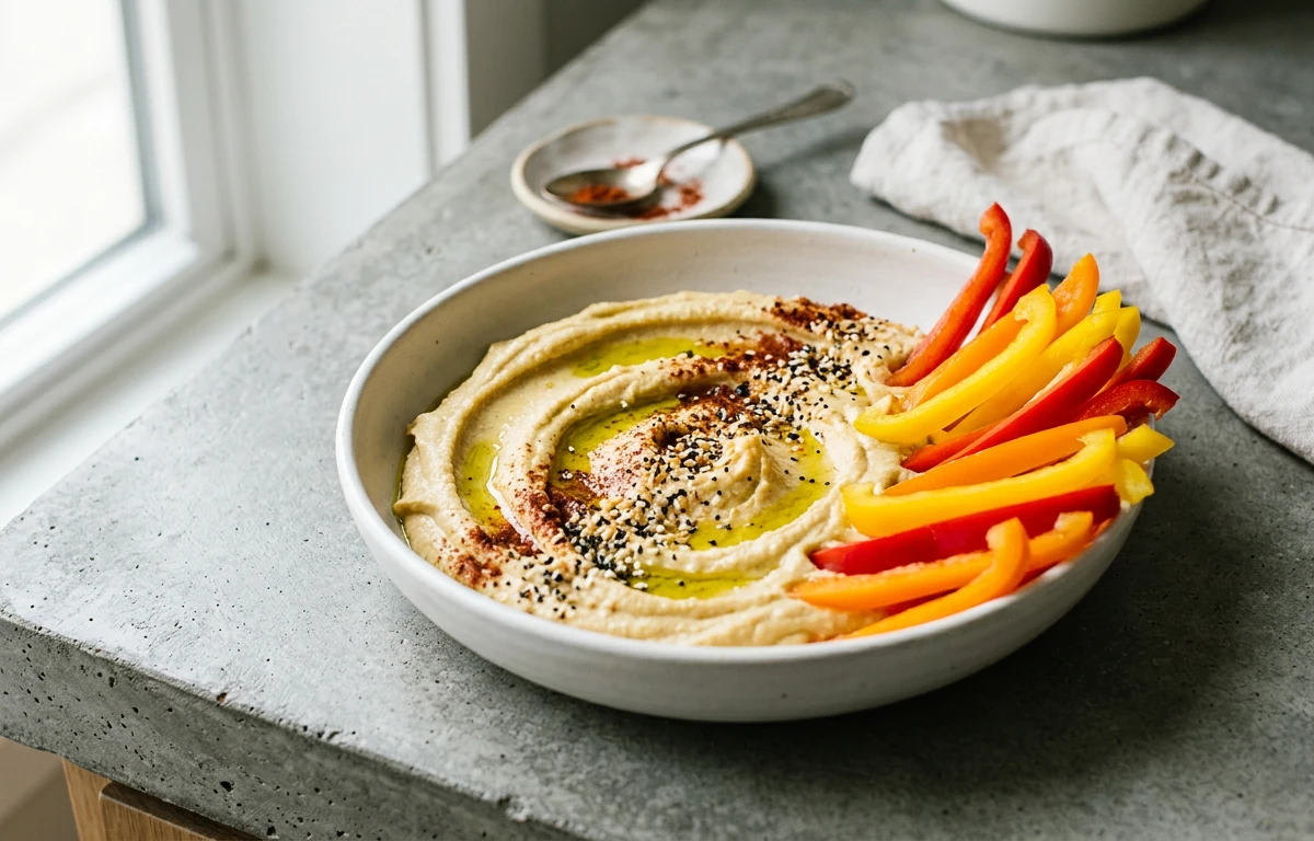 Pepper Strips with Hummus
