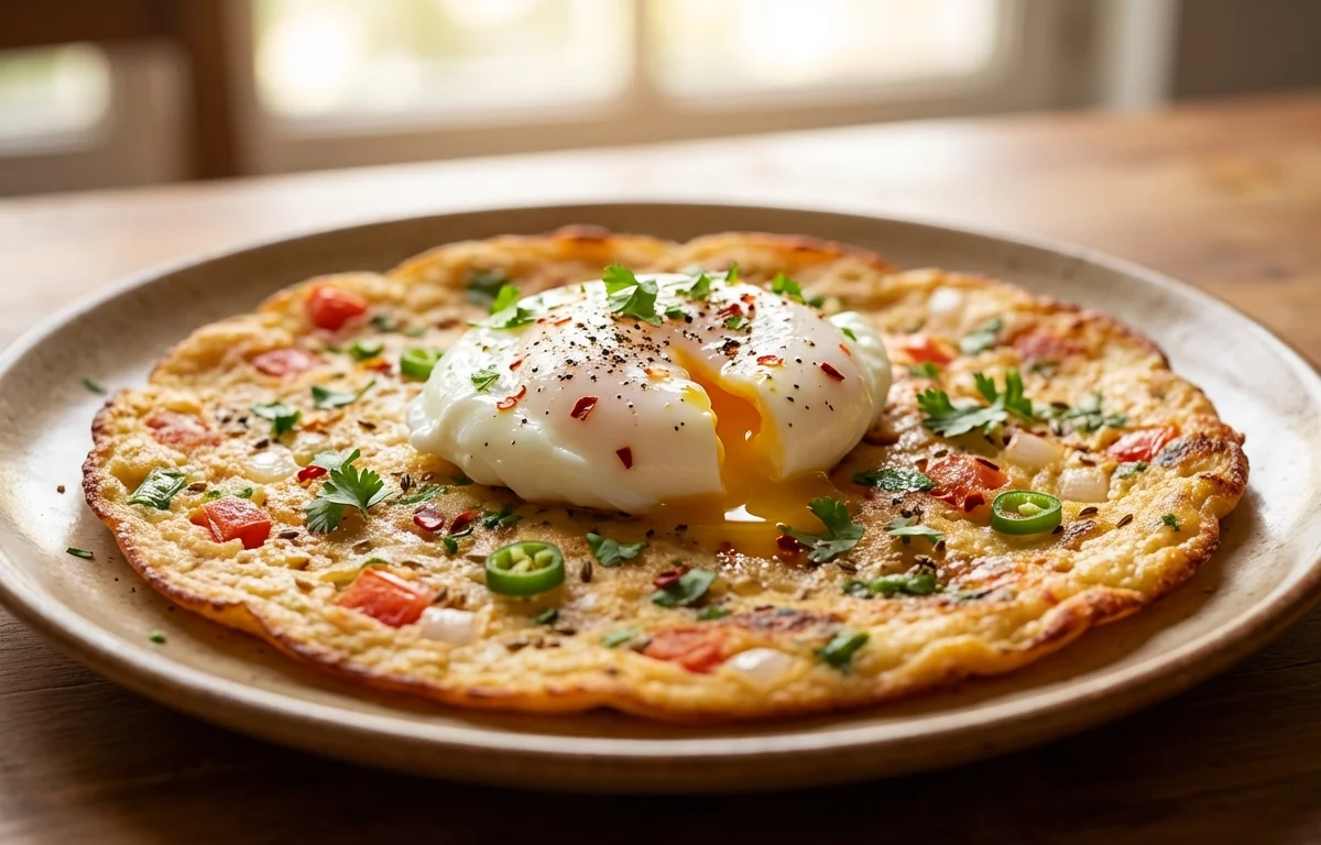 Poached Egg on Besan Cheela