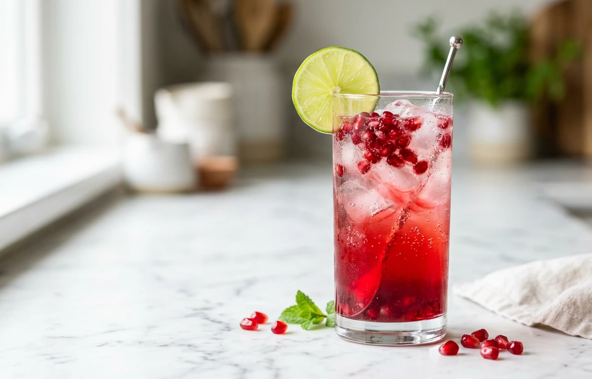 Pomegranate-Ginger Fizz Mocktail