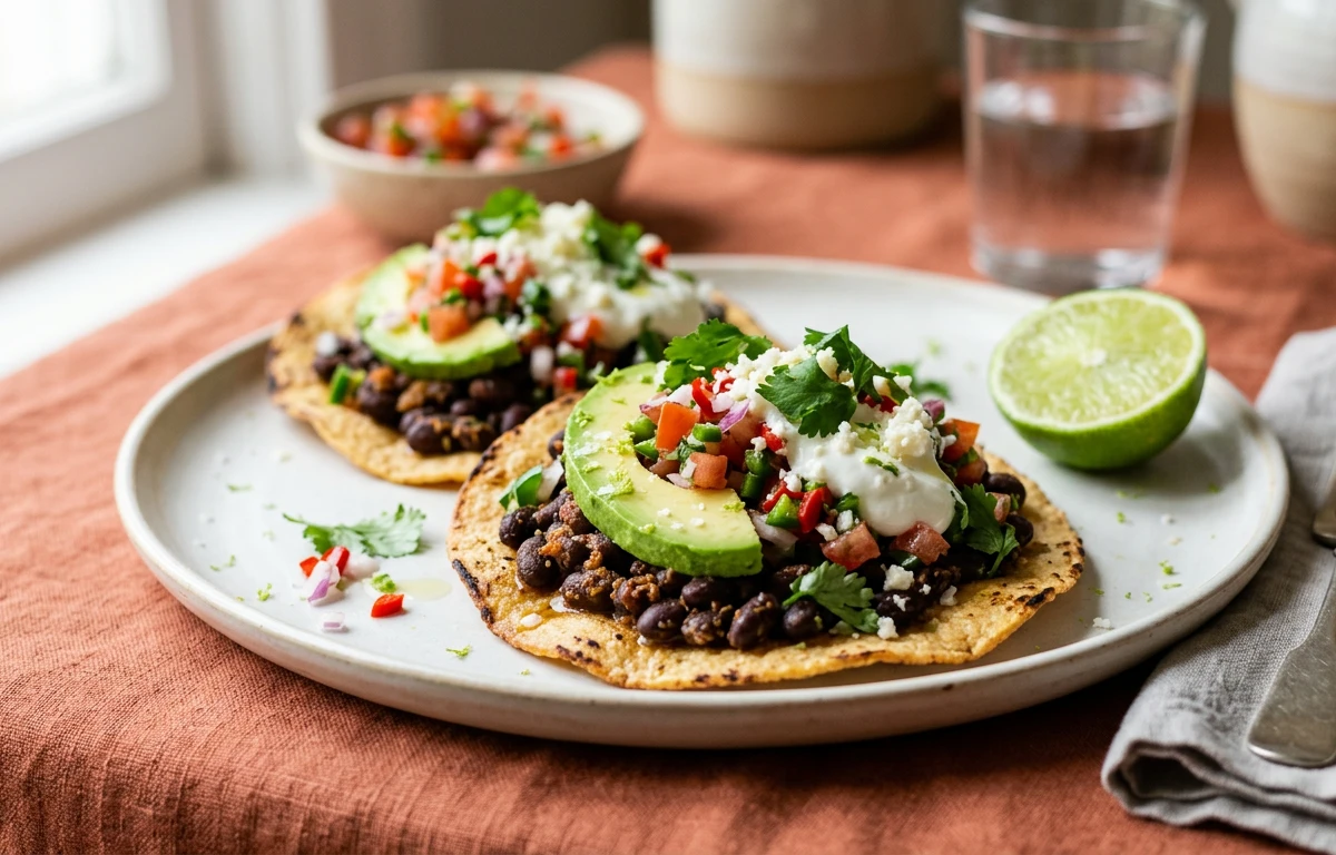 Quick Black Bean & Avocado Tostadas