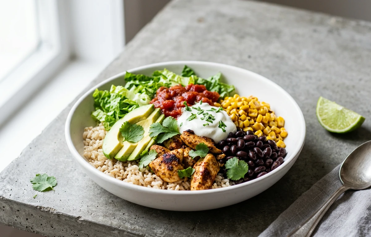 Quick Chicken & Black Bean Burrito Bowl