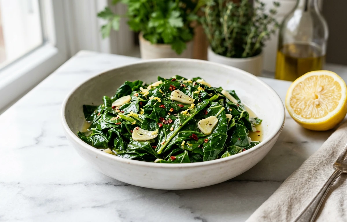 Quick Sautéed Collards with Lemon & Garlic