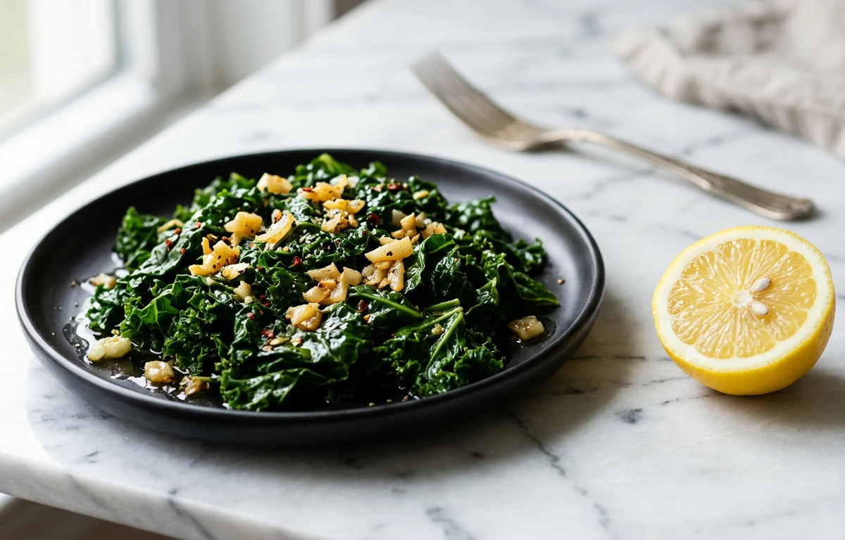 Quick Sautéed Kale with Garlic & Lemon