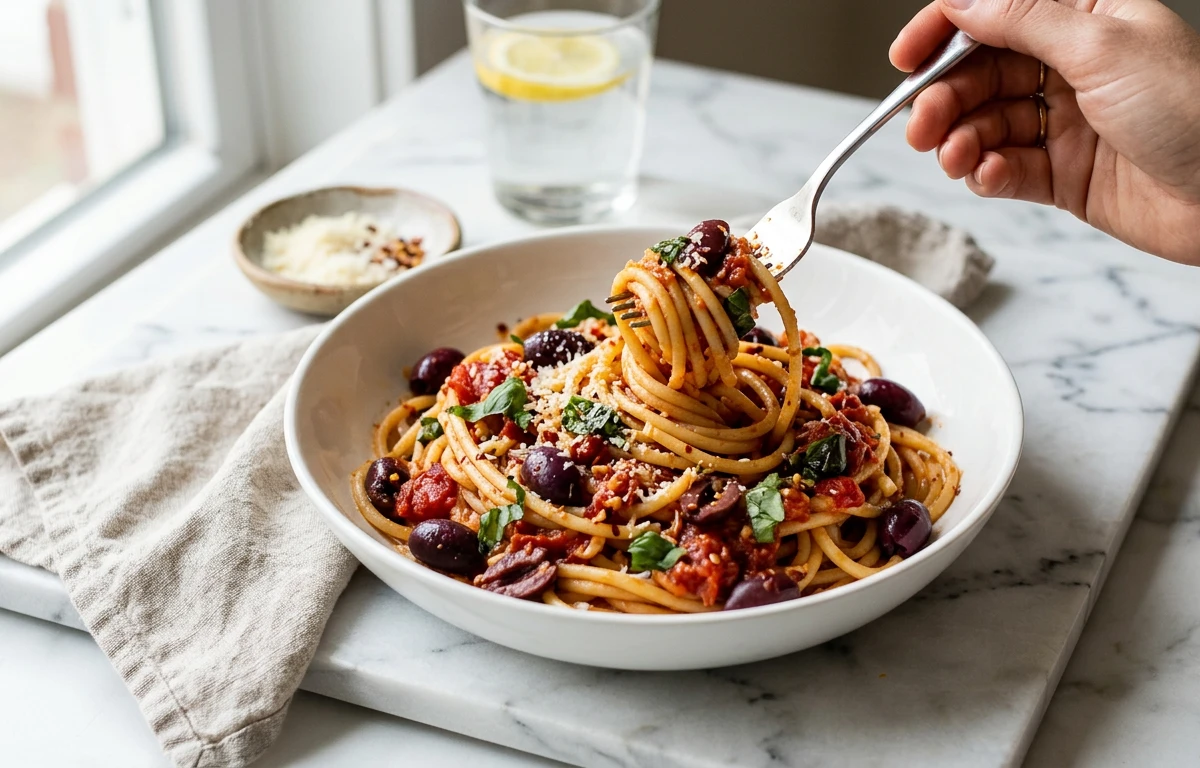 Quick Tomato & Olive Pasta Sauce