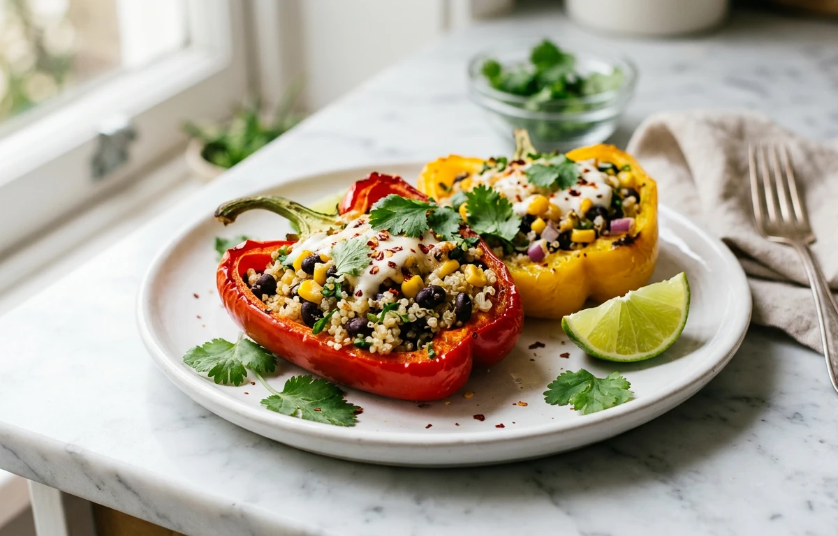 Quinoa & Black Bean Stuffed Peppers