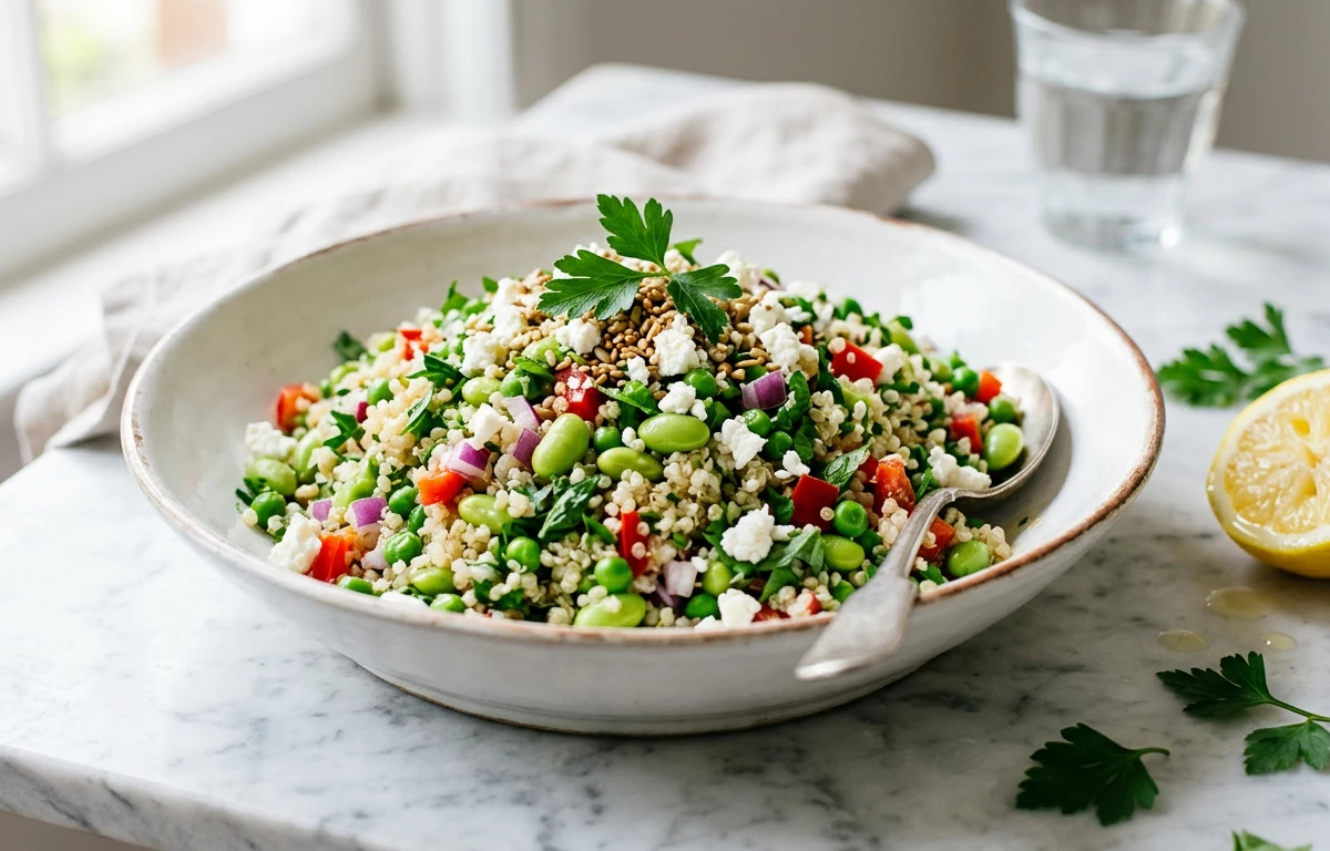 Quinoa Salad with Edamame & Peas