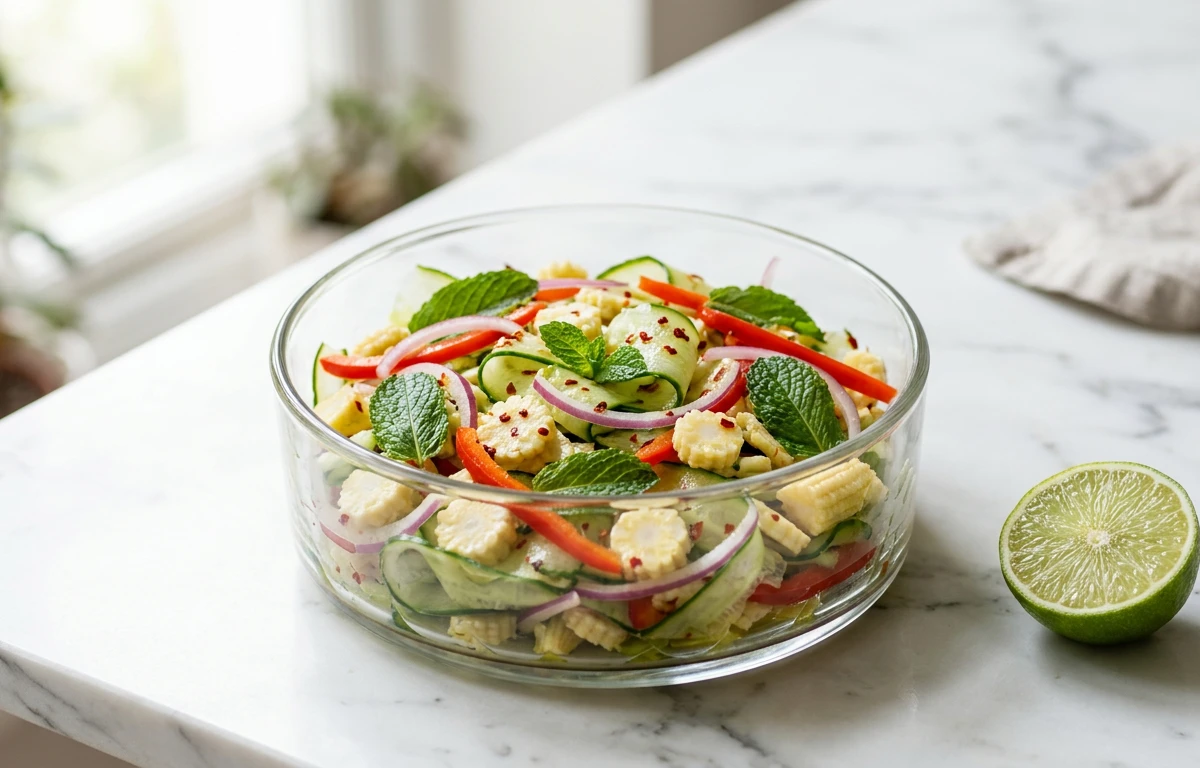 Raw Baby Corn & Cucumber Salad