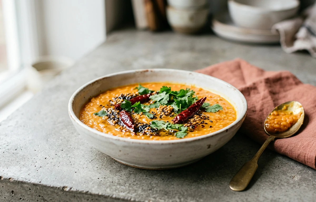 Red Lentil Dal with Nigella Seed Tadka