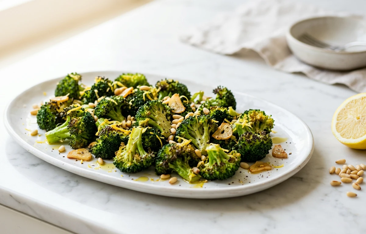 Roasted Broccoli with Garlic & Pine Nuts