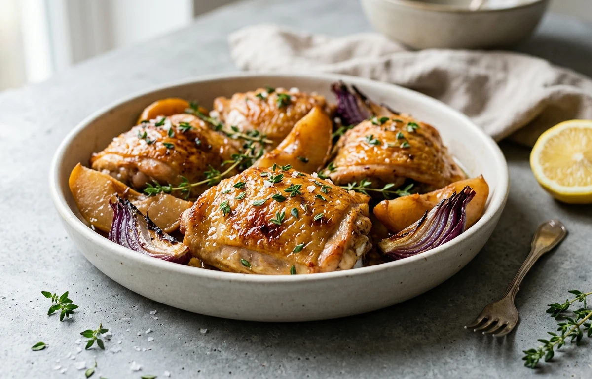 Roasted Chicken Thighs with Quince