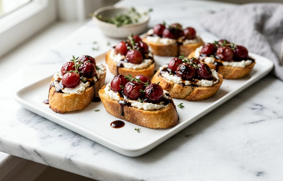 Roasted Grape & Goat Cheese Crostini