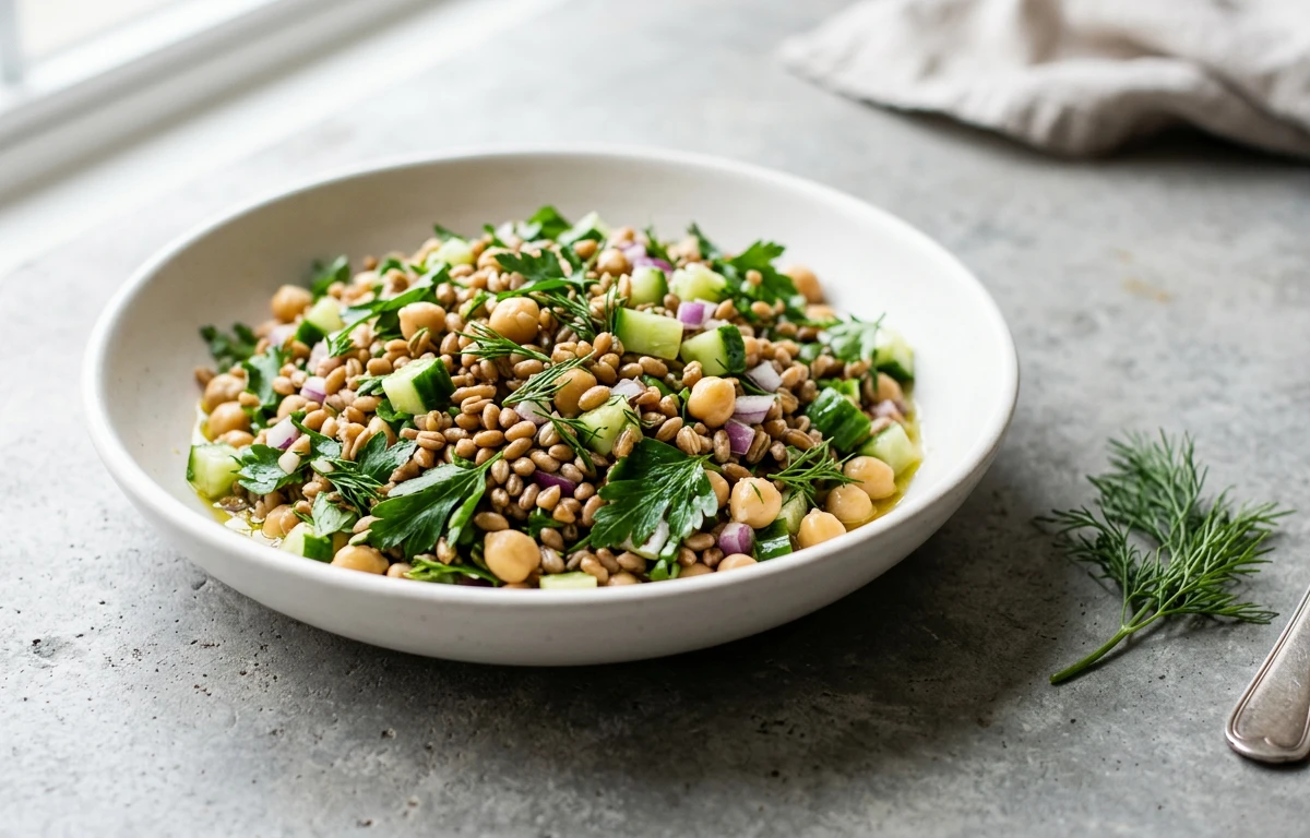 Rye Berry Salad with Lemon & Herbs