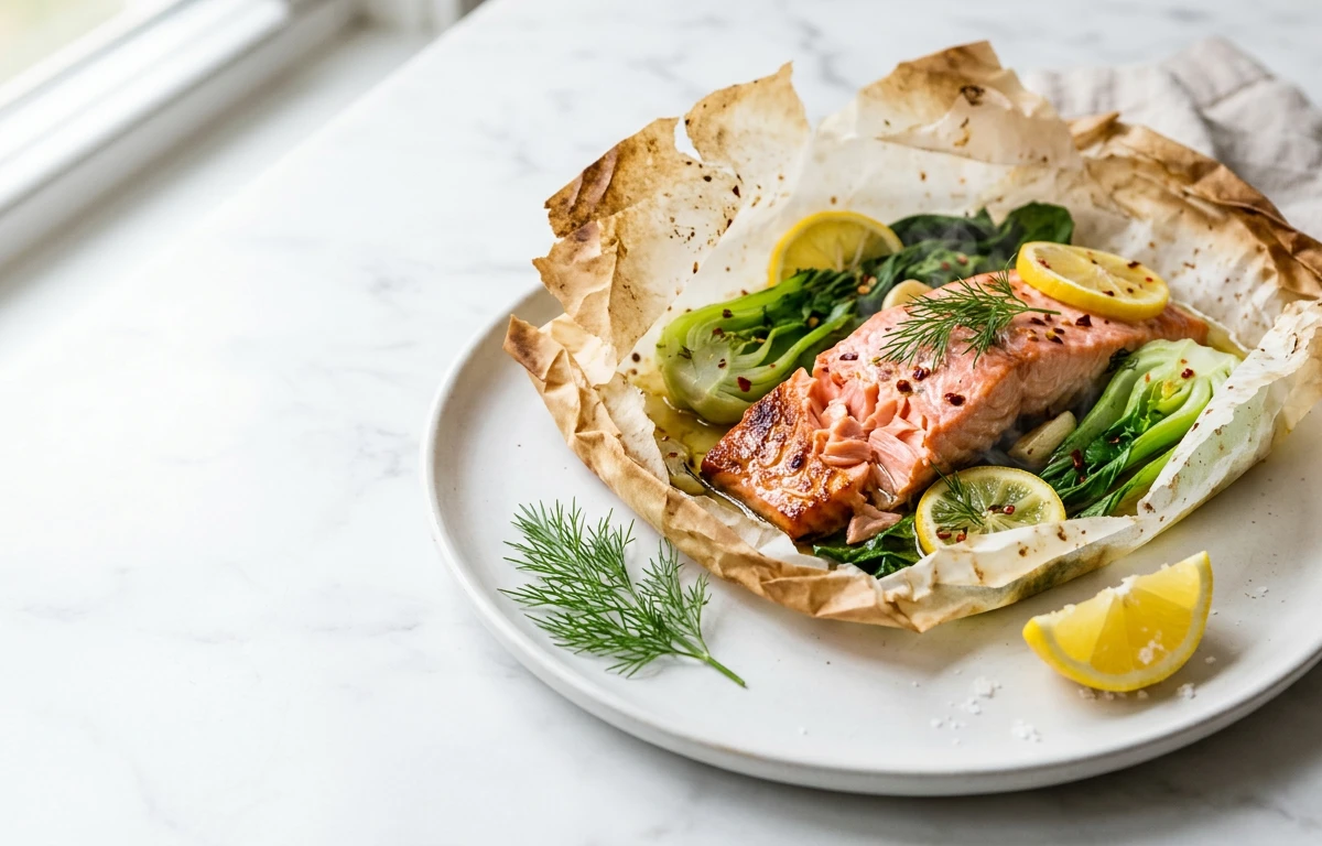 Salmon & Bok Choy Parchment Packet