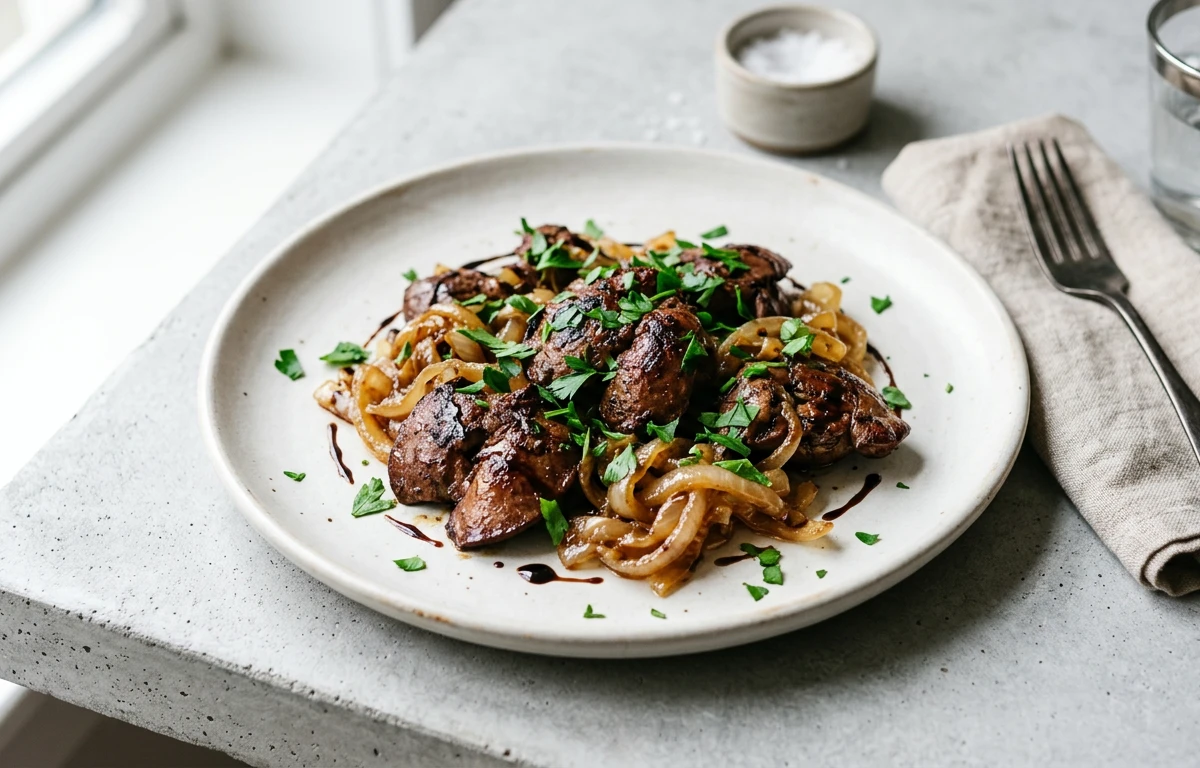 Sautéed Livers with Onions