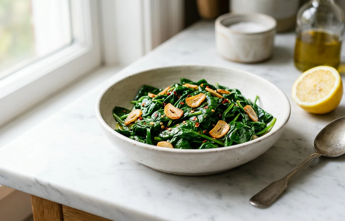 Sautéed Spinach with Toasted Garlic