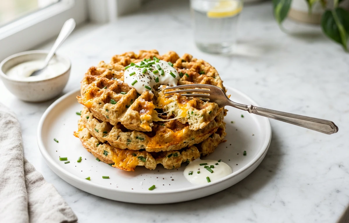 Savory Cheddar & Chive Oat Waffles