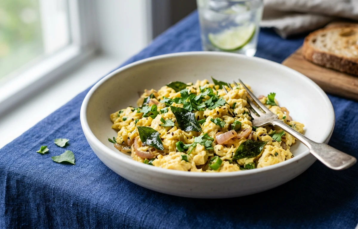 Savory Scrambled Eggs with Curry Leaves