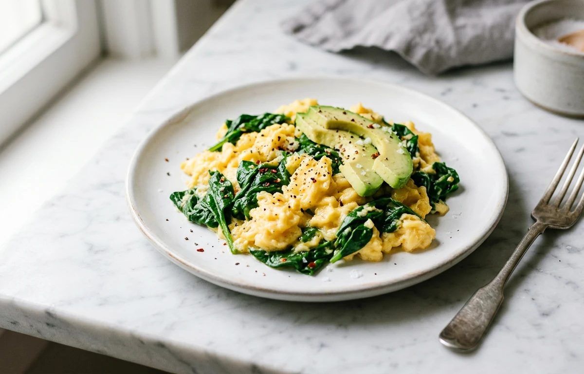 Scrambled Eggs with Spinach & Avocado