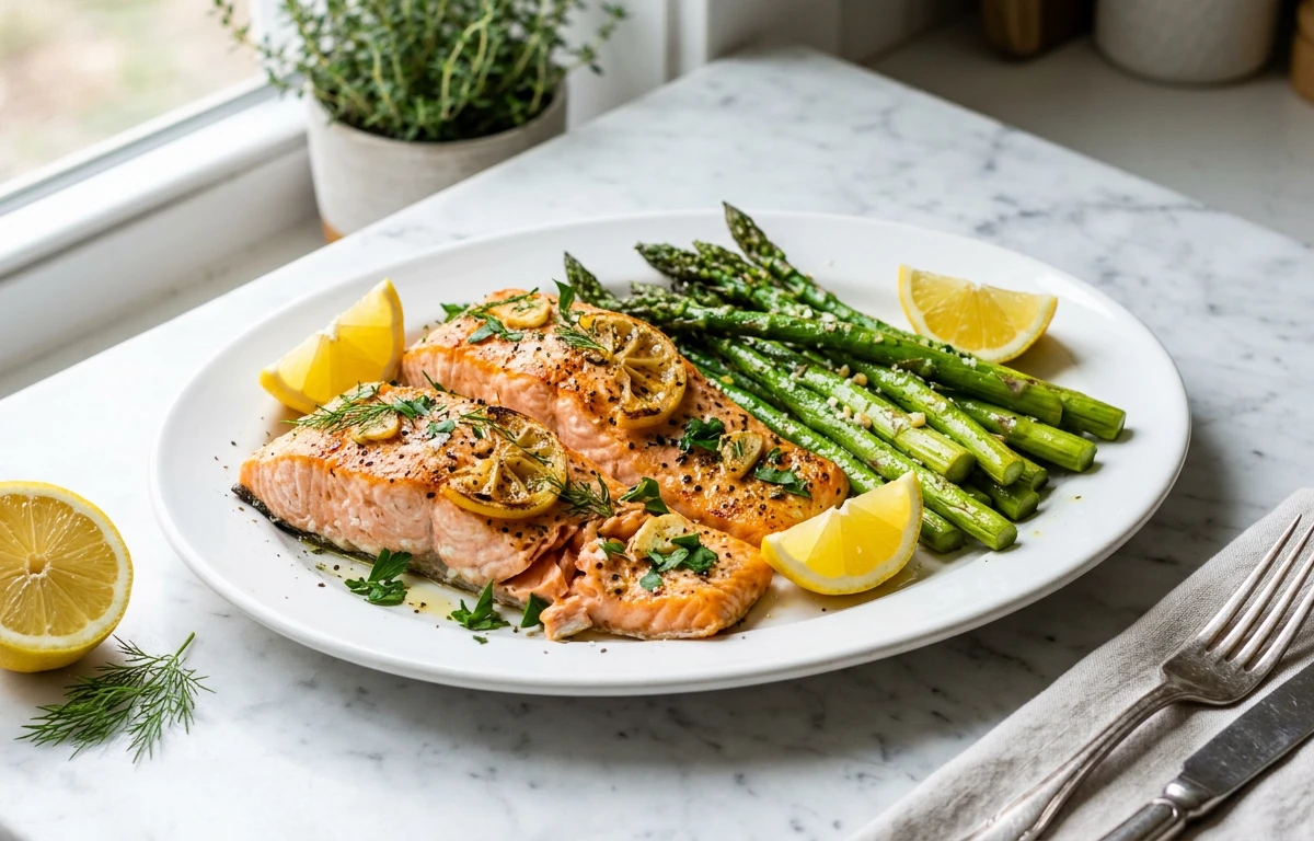 Sheet Pan Lemon-Garlic Salmon & Asparagus