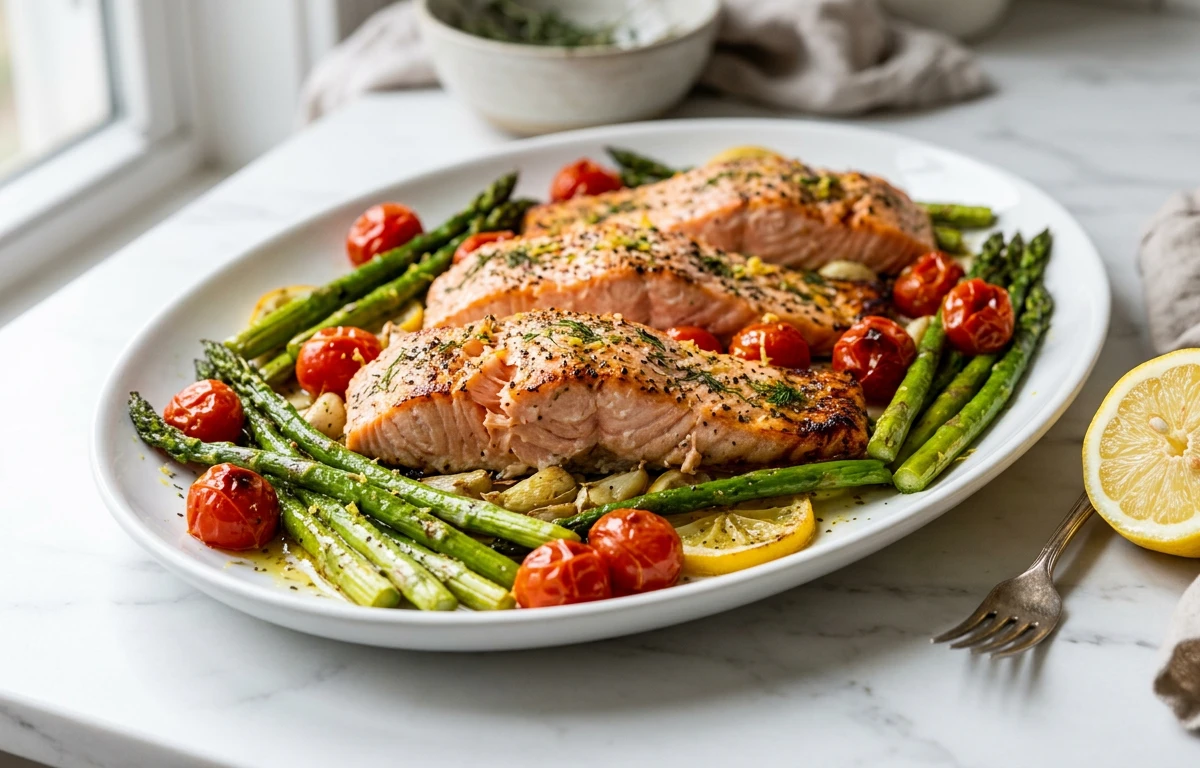 Sheet Pan Salmon with Asparagus