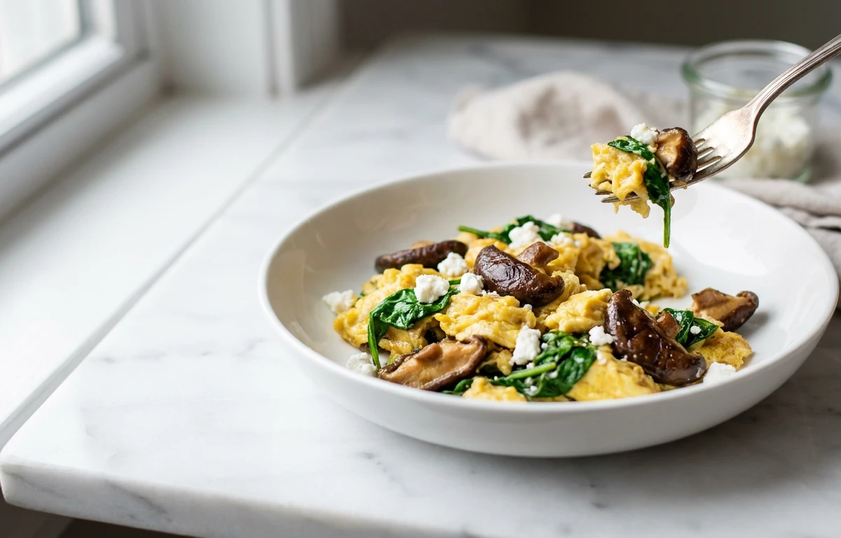 Shiitake & Spinach Egg Scramble