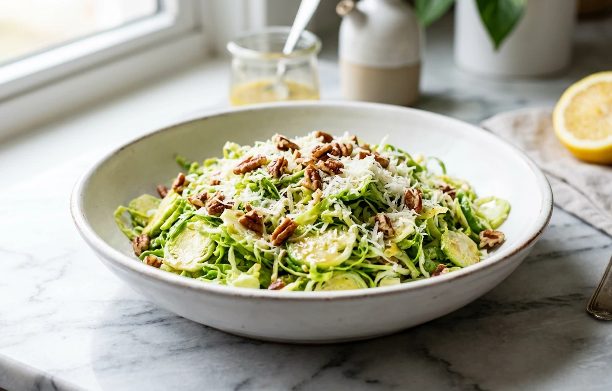 Shredded Sprout Salad with Lemon-Dijon Vinaigrette