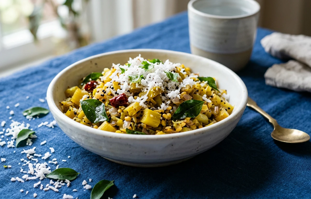 Simple Banana Stem Stir-Fry (Poriyal)