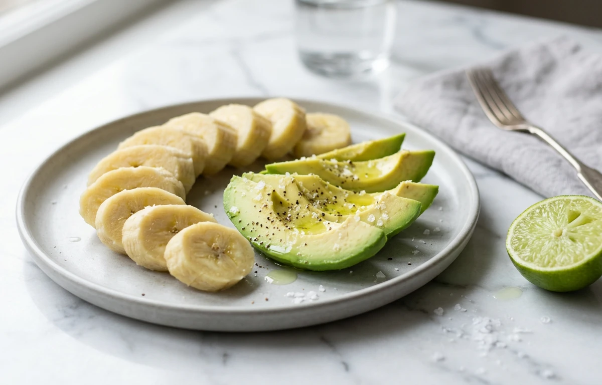 Simple Boiled Plantain with Avocado