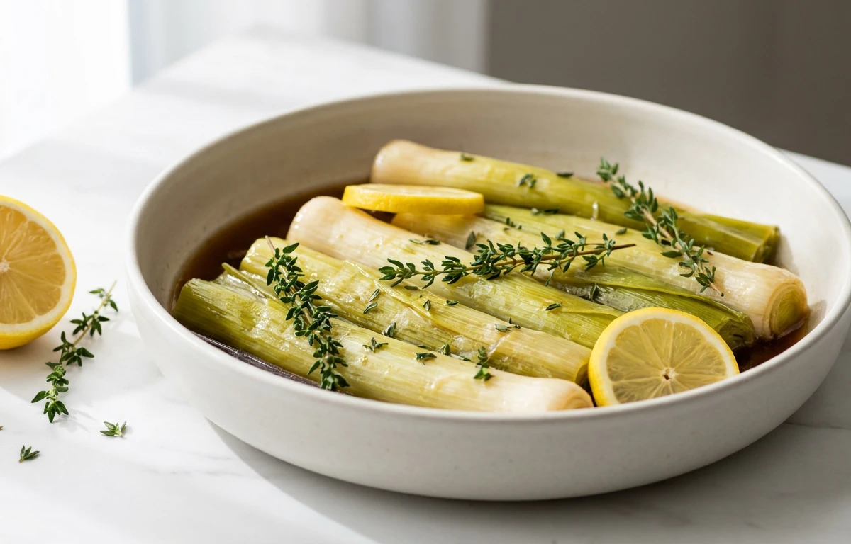 Simple Braised Leeks with Lemon