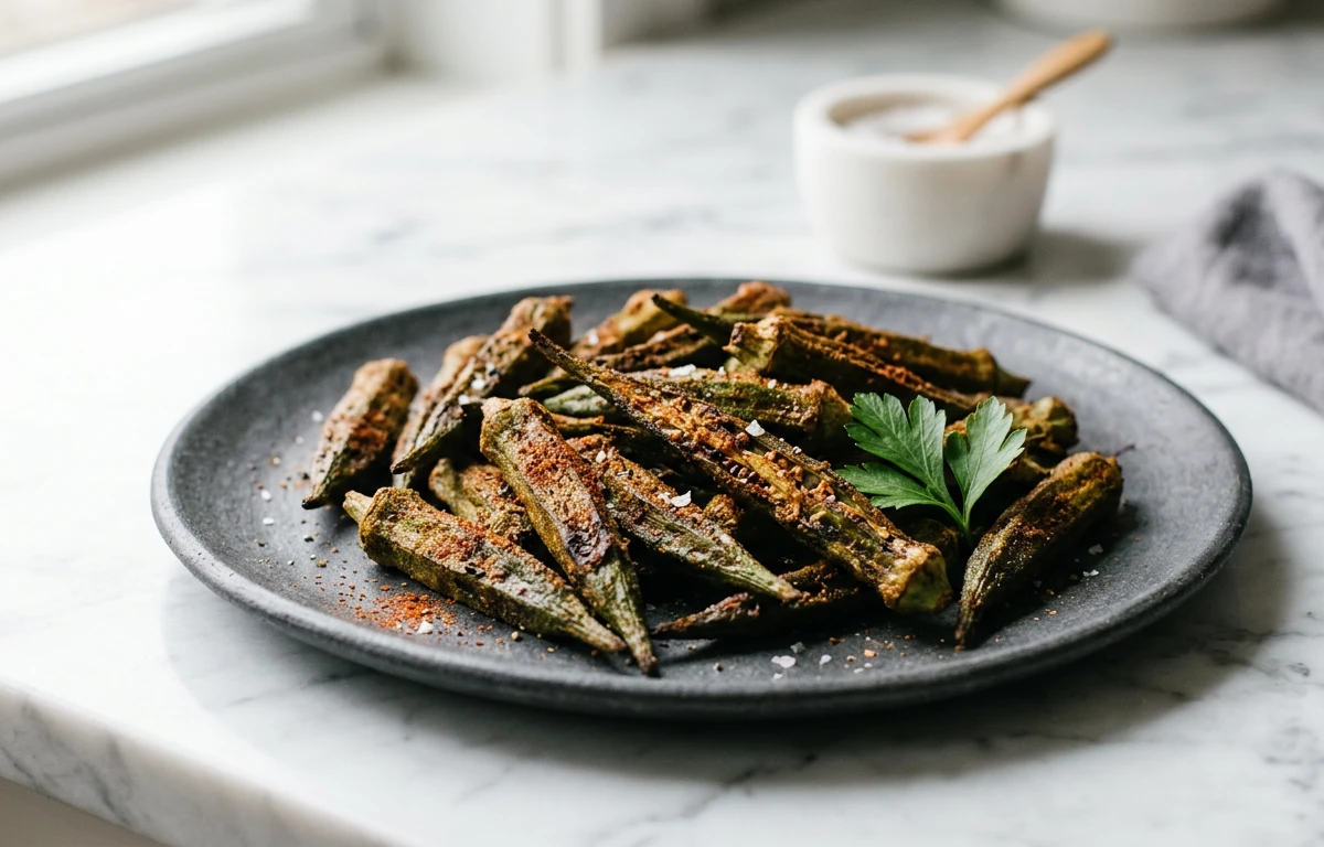 Simple Crispy Roasted Okra